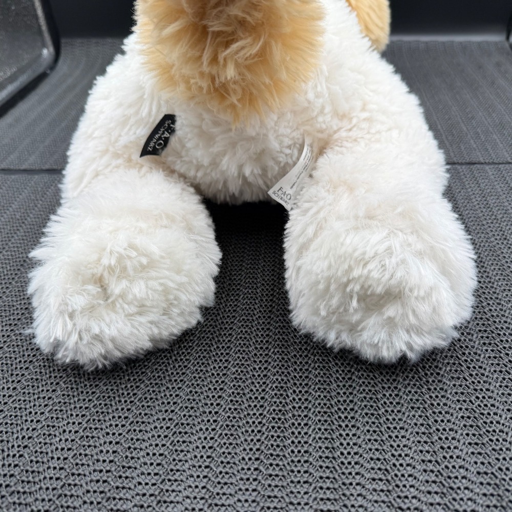 FAO Schwarz Plush Puppy Dog White Tan Floppy Ears Weighted Stuffed Animal 924 - Picture 5 of 13